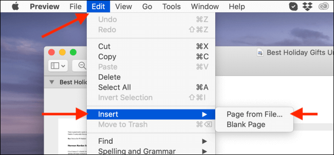 دمج ملفات PDF باستخدام Preview على نظام Mac
