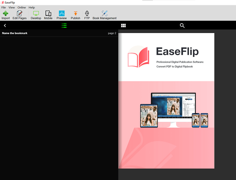 Buscar una página de Flipbook por marcador