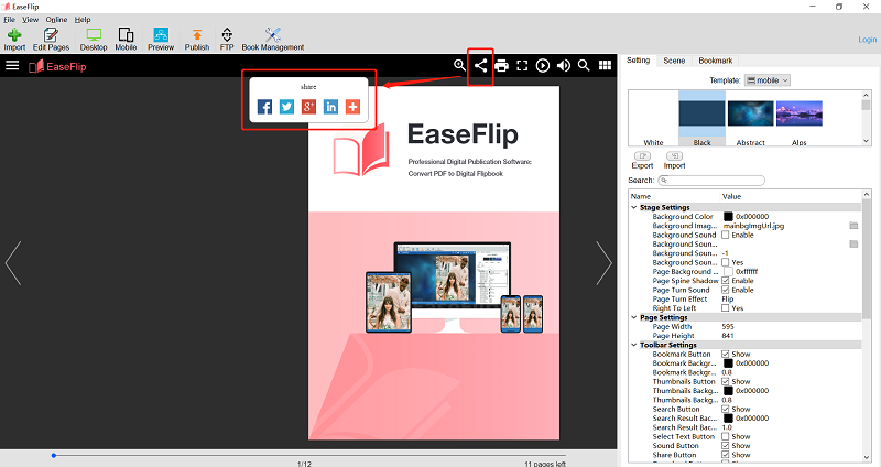 Share Flipbook to Social Media