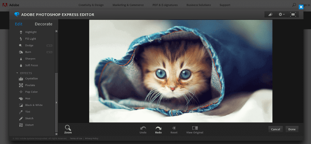 Adobe Photoshop Express 編輯器