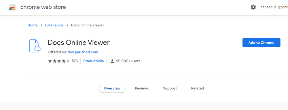 Πρόγραμμα προβολής εγγράφων στο Chrome Web Store