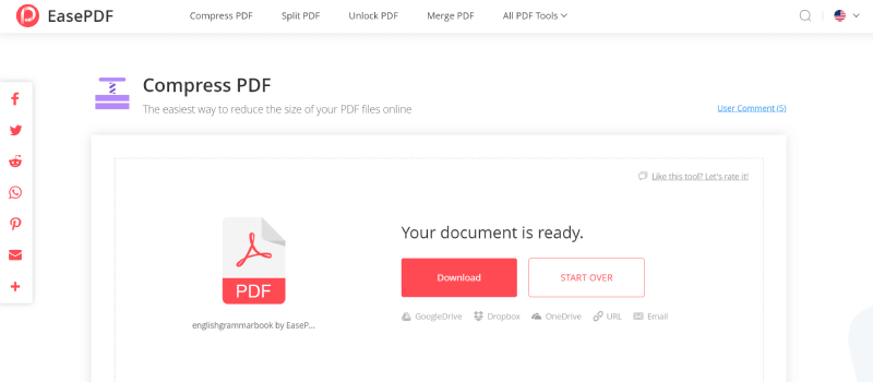 EasePDF Compresser le fichier PDF à télécharger