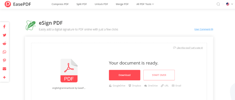 EasePDF PDFに署名ダウンロードファイル