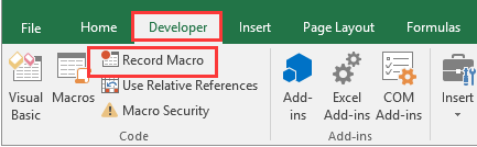 Ang Excel Developer Record Macro
