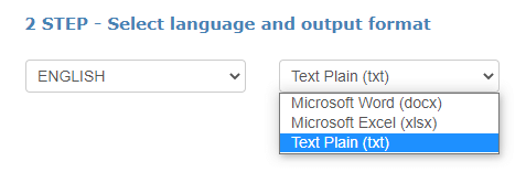 Libreng Online na OCR Piliin ang Wika at Output na Format