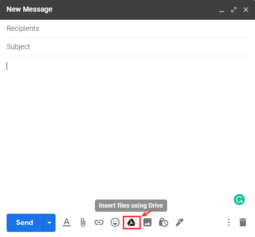 Gmail Neue Nachricht Dateien über Drive einfügen