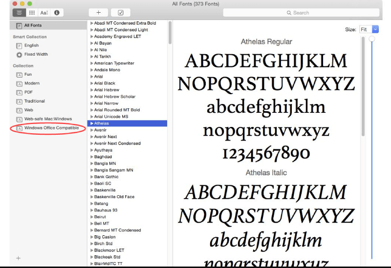 Mac Font Book Compatibile con Windows Office