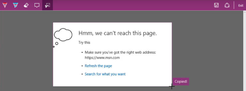 Note Web Microsoft Edge copiée