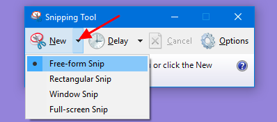 Tryby narzędzia Microsoft Snipping Tool