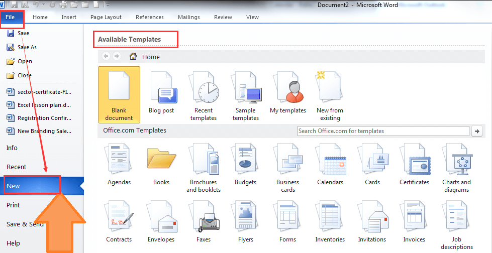 Διαθέσιμα πρότυπα Microsoft Word