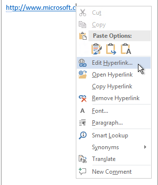 Microsoft Word Modifica collegamento ipertestuale Modifica indirizzo