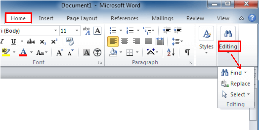 Sostituzione di modifica di Microsoft Word