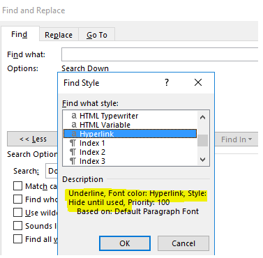 Microsoft Word 하이퍼 링크 찾기 및 바꾸기