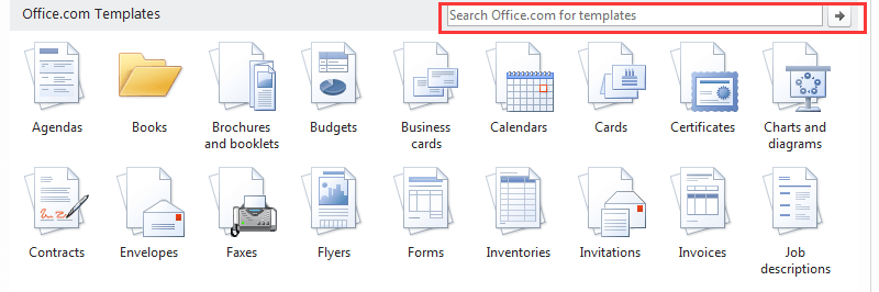 Microsoft Word-Suche nach Vorlagen