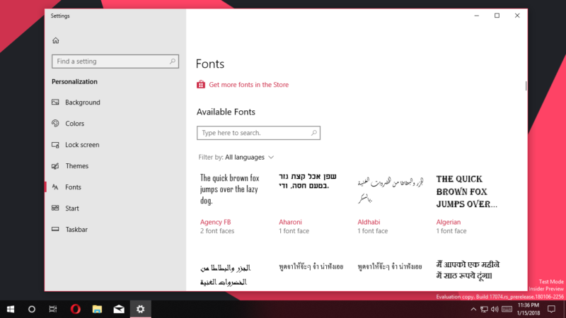 Font Panel Kontrol Windows