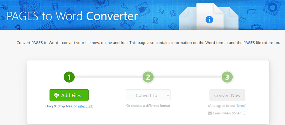Zamzar Pages to Word Converter