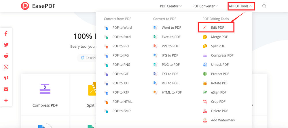 EasePDF Todas las herramientas de PDF Editar PDF