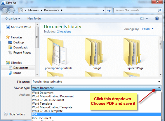 Microsoft Word Save As PDF