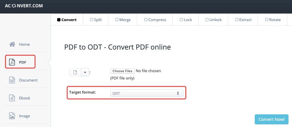 Aconvert PDF in ODT Converter
