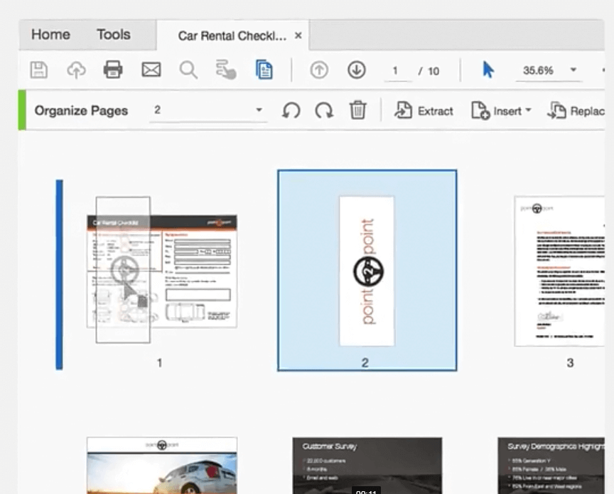 ضبط ترتيب Pages PDF في Adobe Acrobat DC