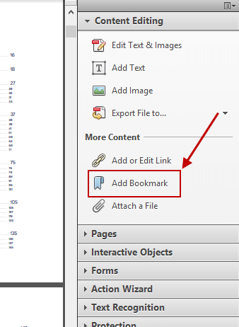 Adobe Acrobat Add Bookmark