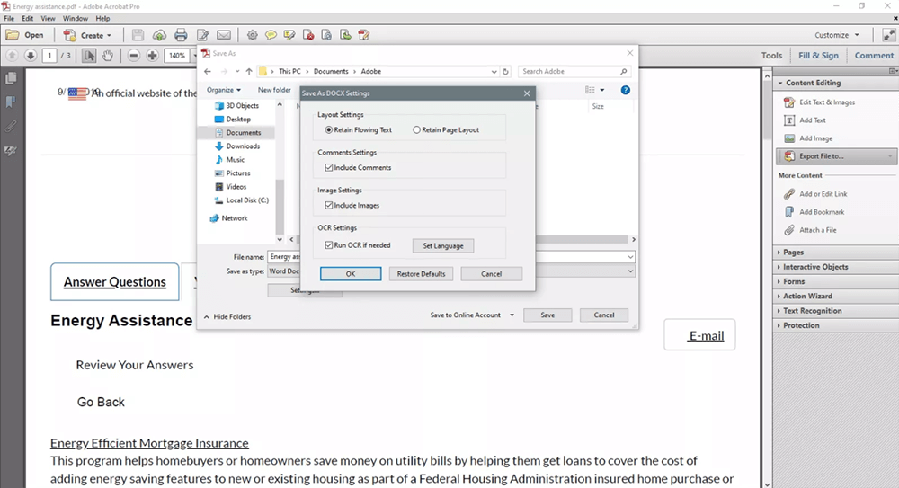 PDF de exportación de Adobe Acrobat