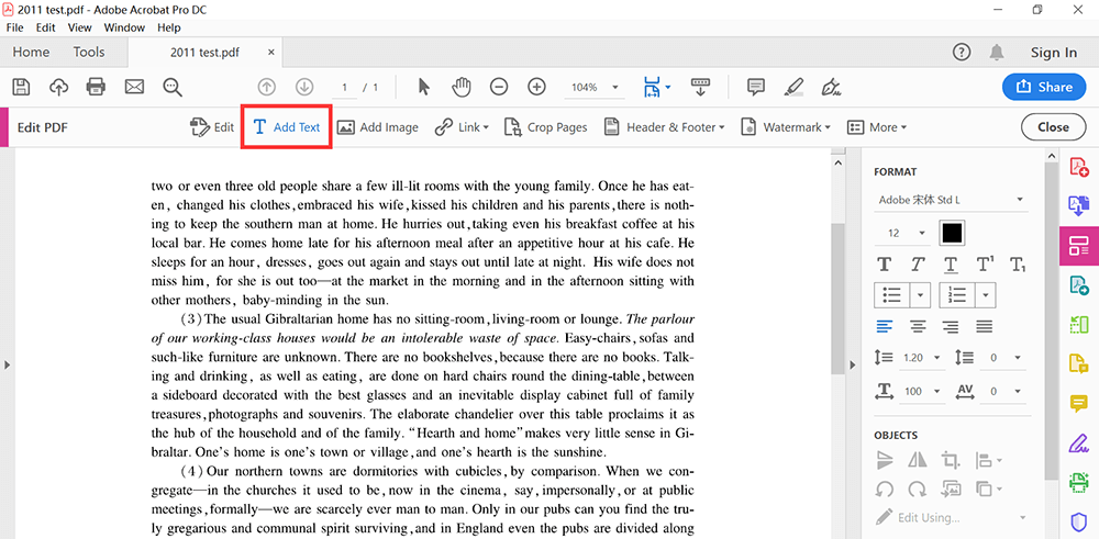 Adobe Acrobat Pro DC Dosya Düzenle Metin Ekle