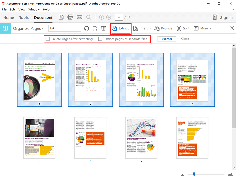 Adobe Acrobat Pro DC 提取Pages