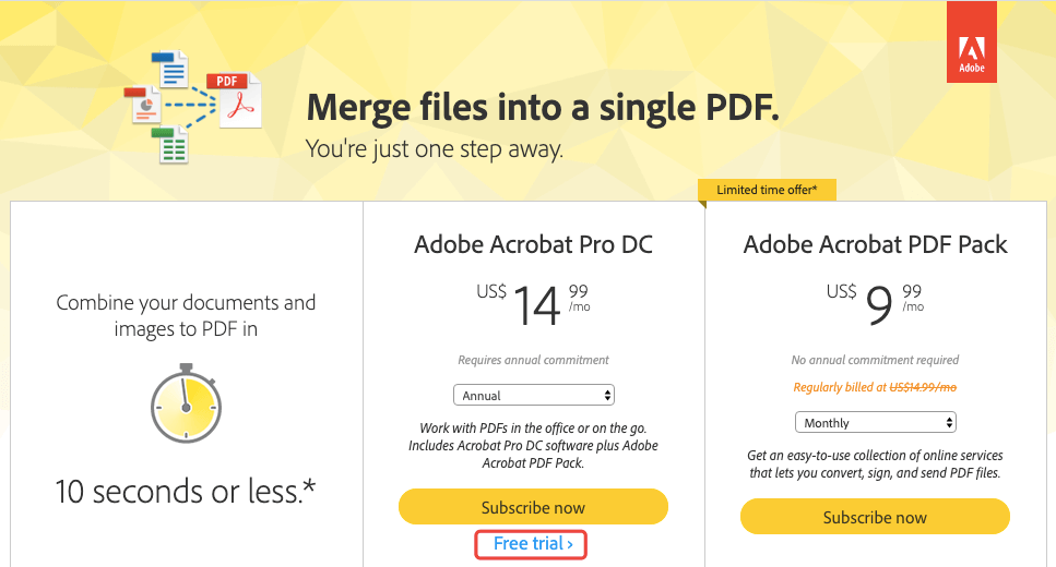 Bản dùng thử miễn phí Adobe Acrobat Pro DC