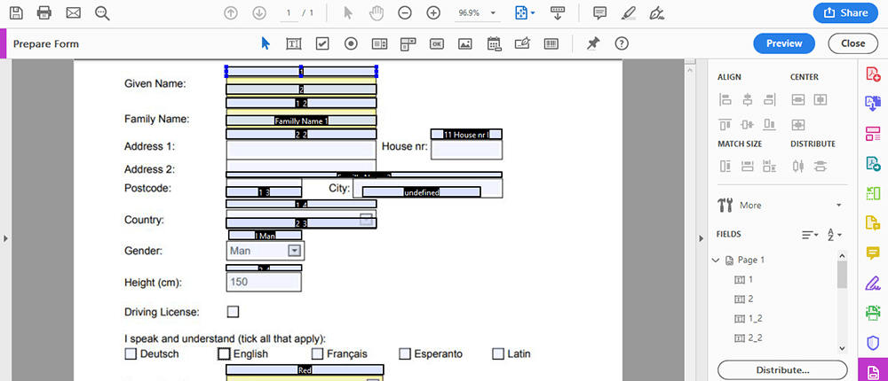 Adobe Acrobat Pro DC 准备表格编辑