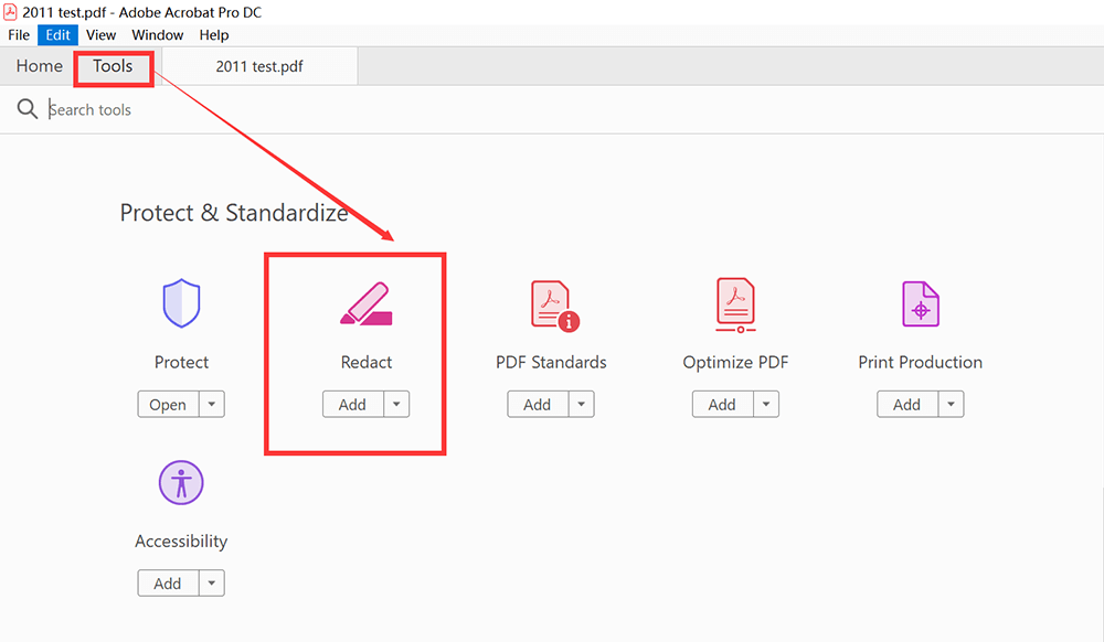 Adobe Acrobat Pro DC Tools Redact