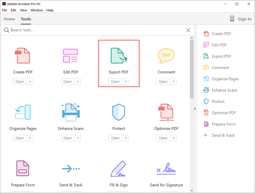 PDF de exportación de Adobe Acrobat Pro