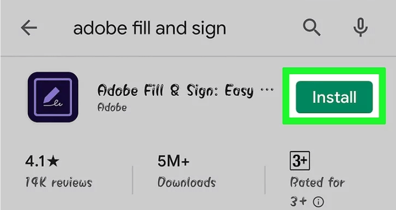 تثبيت Adobe Fill and Sign
