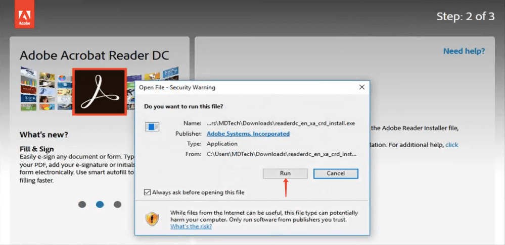 Adobe Reader herunterladen Öffnen Sie die Datei installieren