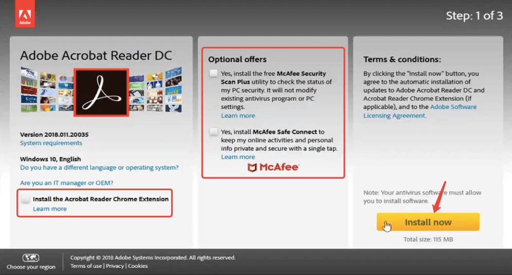 Εγκατάσταση εγκατάστασης λήψης Adobe Reader