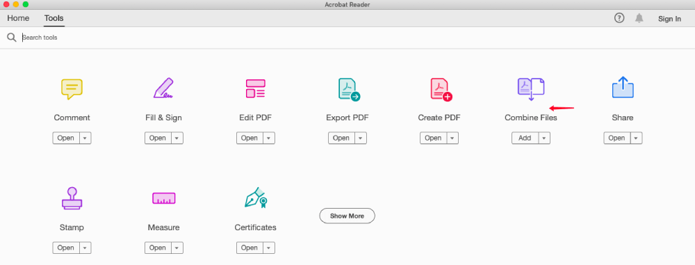 Adobe PDF Reader -Tools Dateien kombinieren