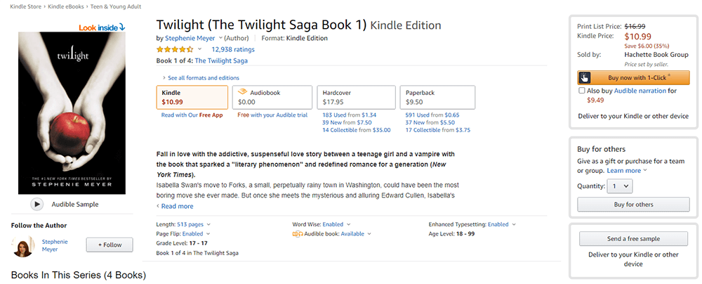 Libro electrónico de Amazon Twilight