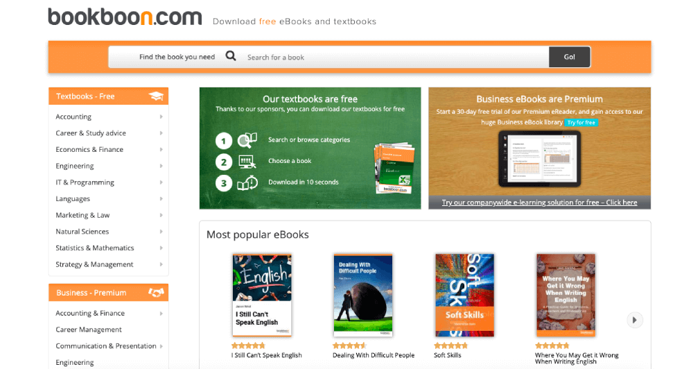 Homepage di Bookboon