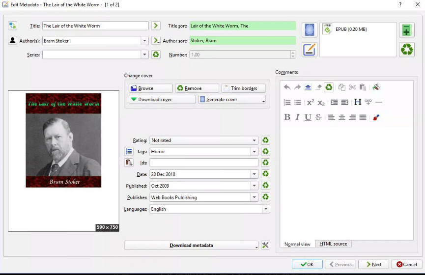 Calibre Szerkesztési Metaadatok