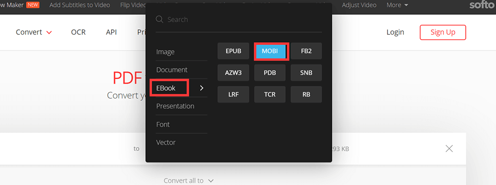 Convertio Pilih Format MOBI