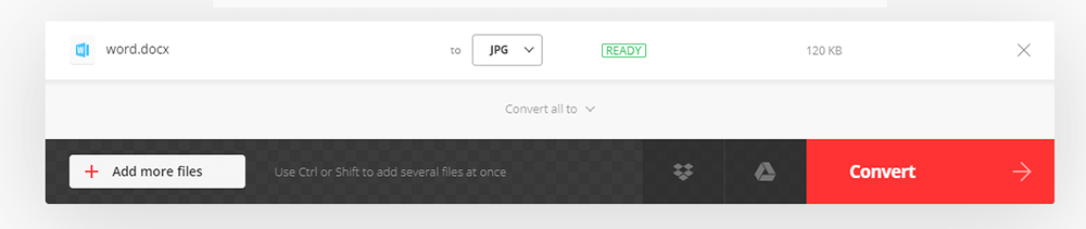 Convertio Docx ke JPG Tukar