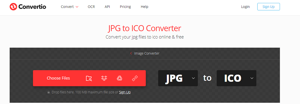 Convertio JPG 到 ICO 選擇文件