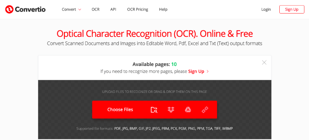 Convertio OCR ออนไลน์ เลือกไฟล์