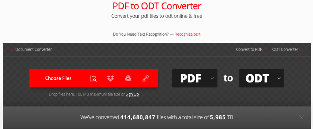 Convertio PDF sang ODT Chọn tệp