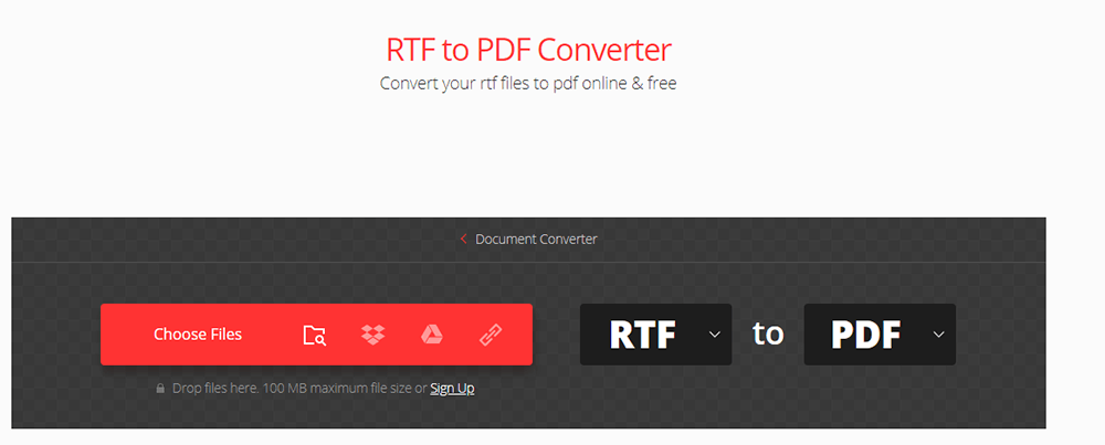 Convertio RTF'den PDF'ye Dosya Ekleme