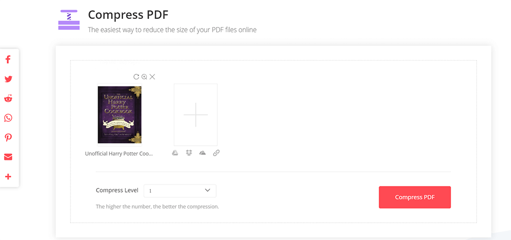 EasePDF PDF'yi Sıkıştır Sıkıştırma Düzeyini Seçin