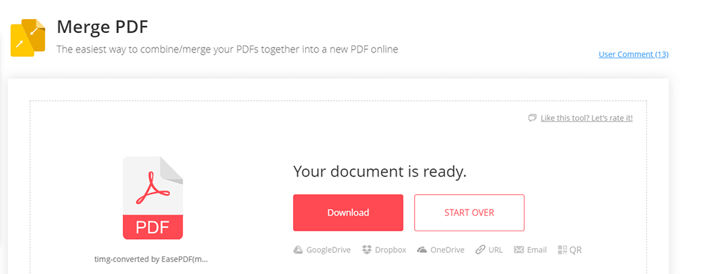Zusammengeführtes PDF herunterladen