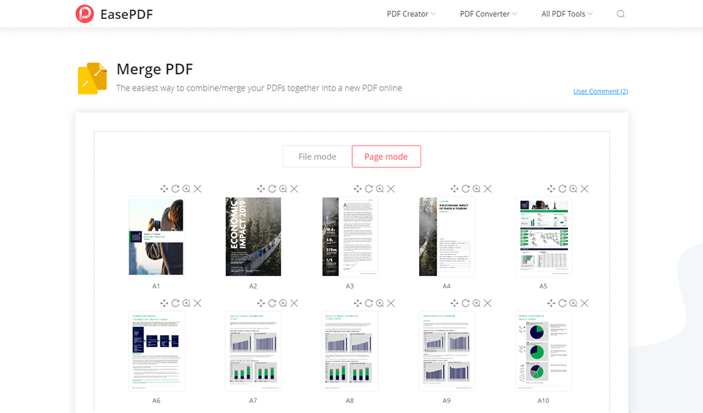 EasePDF合并 PDF 页面模式