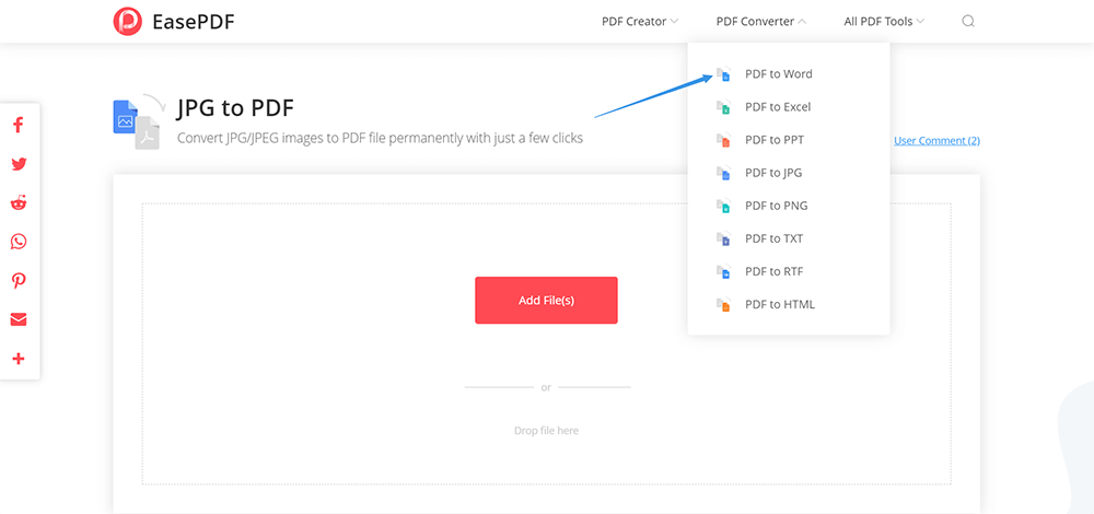 EasePDF PDF Converter PDF a Word