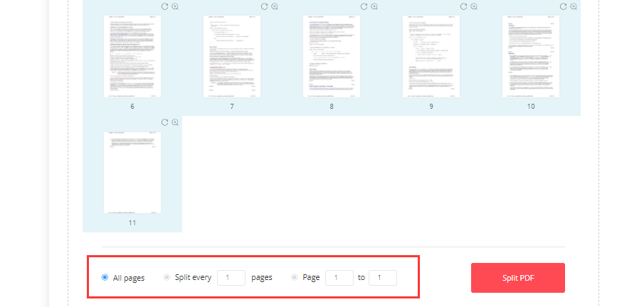 EasePDF Split PDF Choose the Split Mode